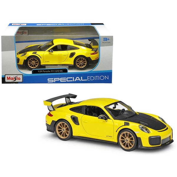 Maisto Porsche 911 GT2 RS Yellow with Carbon Hood 1-24 Diecast Model Car 31523y - main